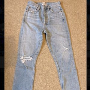 Agolde Jeans - Riley High Rise Straight Crop in Shatter
